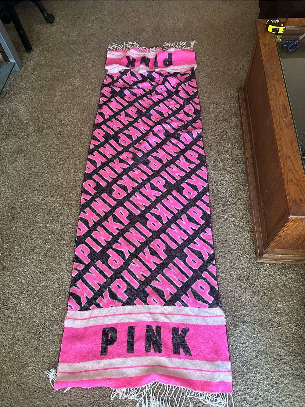 PINK Victoria's Secret Pink and Black Logo Scarf Wrap